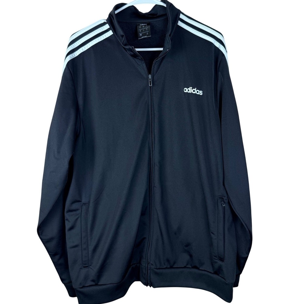 Adidas Mens‎ Essentials 3-Stripes Track Jacket Black White XL Full Zip Tricot